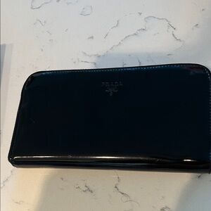 Prada Glossy Black Leather Wallet